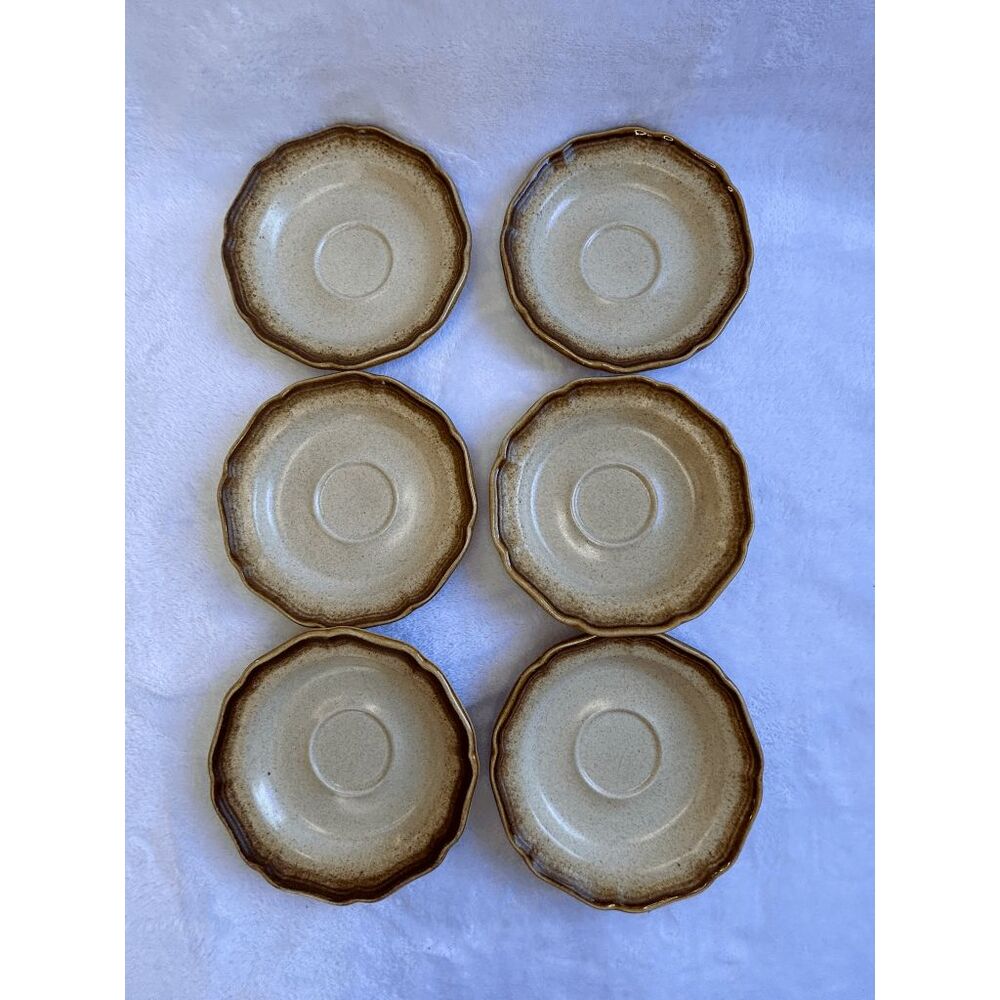 Vintage Mikasa Whole Wheat E8000 Saucer Plate Set of Six, 6"